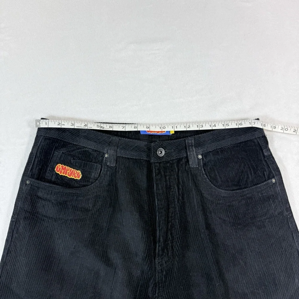 Empyre Pants Mens 34 Black Corduroy Relaxed Fit Loose Baggy Skate‎ Fit Y2K 90s
